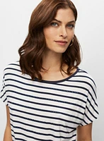 Stripe Print Side Tie Tee