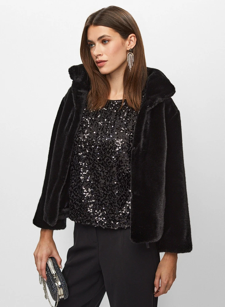 Sequin Detail Crew Neck Top