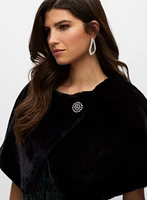 Faux Fur Brooch Detail Wrap