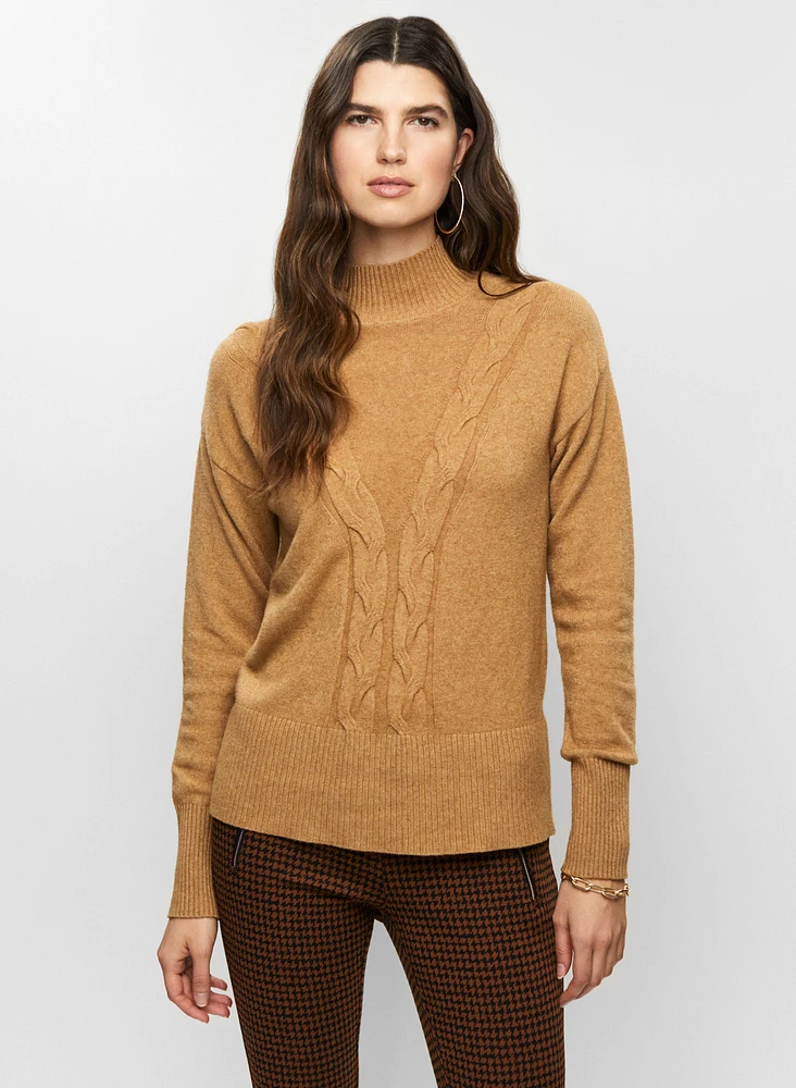 Pull à col montant motif torsadé