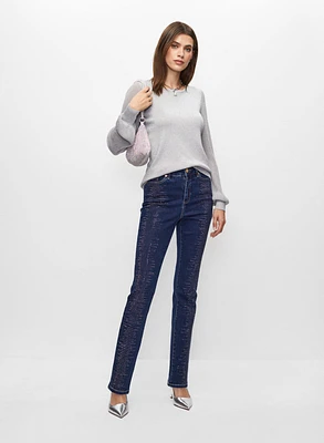 Pull en lurex et jean à strass