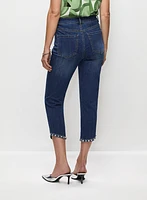 Embellished Hem Denim Capris