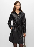Vegan Leather Shirt Dress