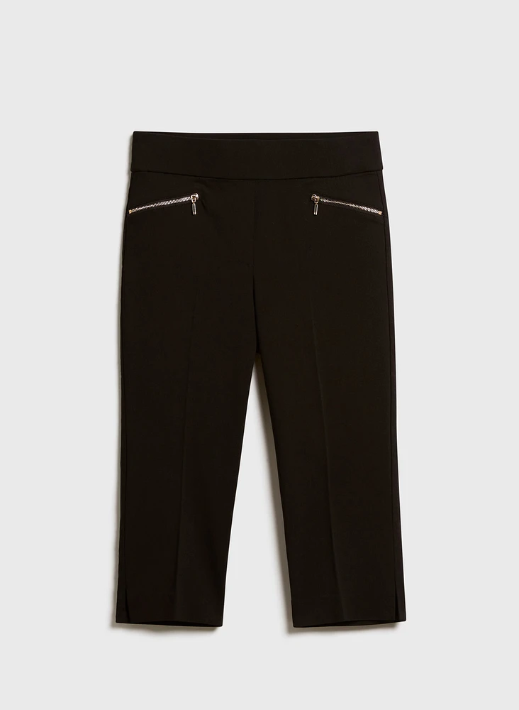 Pull-On Zipper Detail Capris