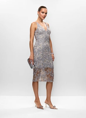Robe sans manches et pochette à cordes métallisées