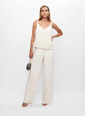 Haut à détail plumes et pantalon large