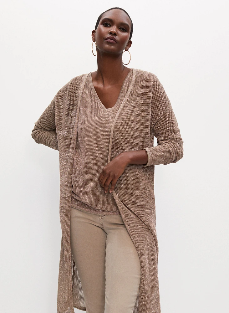 Cardigan long et métallisée