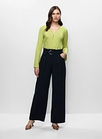 Haut à encolure en V zippée et pantalon à jambe large