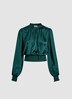 Satin Art Deco Fan Motif Blouse