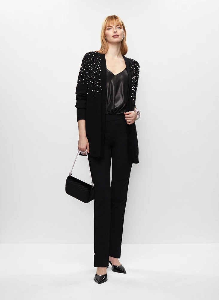 Cardigan à perle et pantalon à jambe étroite