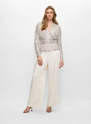 Haut en sequins et pantalon large