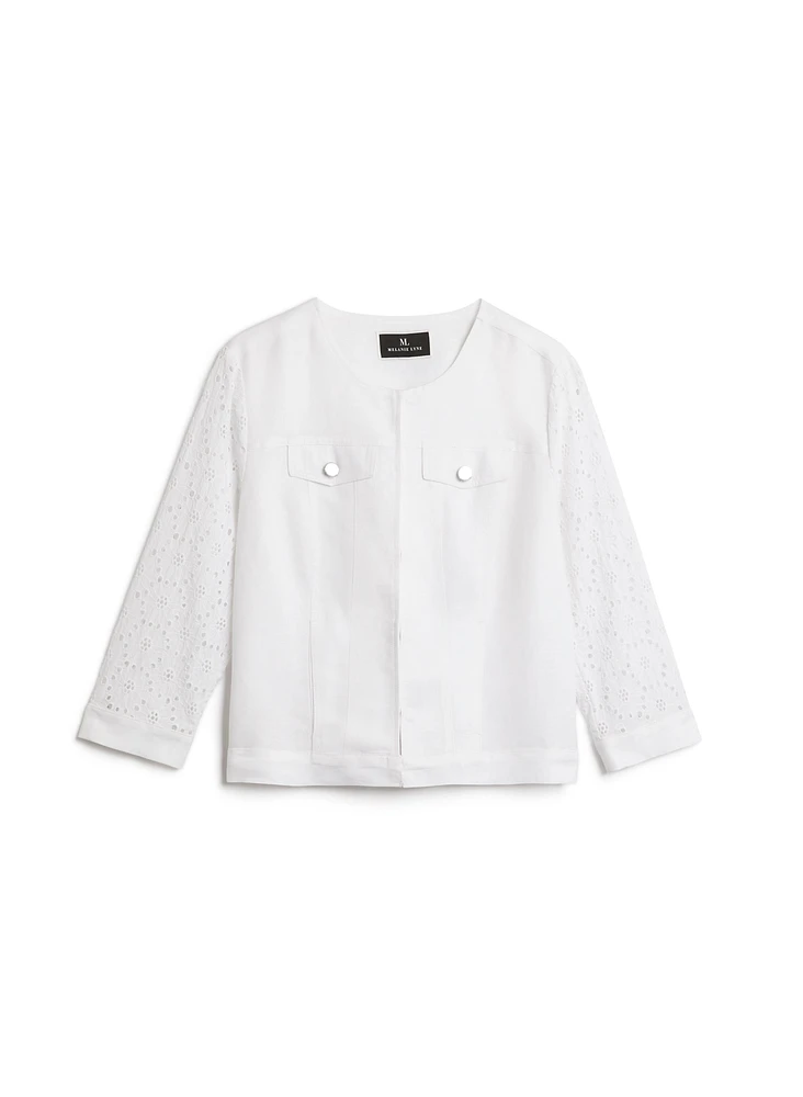 Veste à manches 3/4 motifs en dentelle