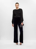 Sequin Embellished Chiffon Sleeve Top