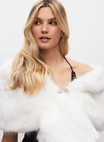 Rhinestone Clip Faux Fur Stole