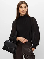 High Neck Chiffon Blouse