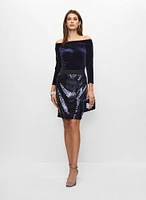 Jupe en sequins et haut en velours