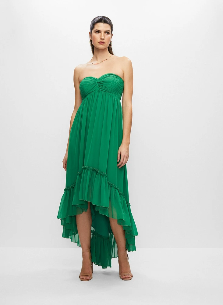 Robe bustier à ourlet asymétrique