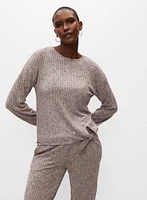 Tie Front Melange Knit Top