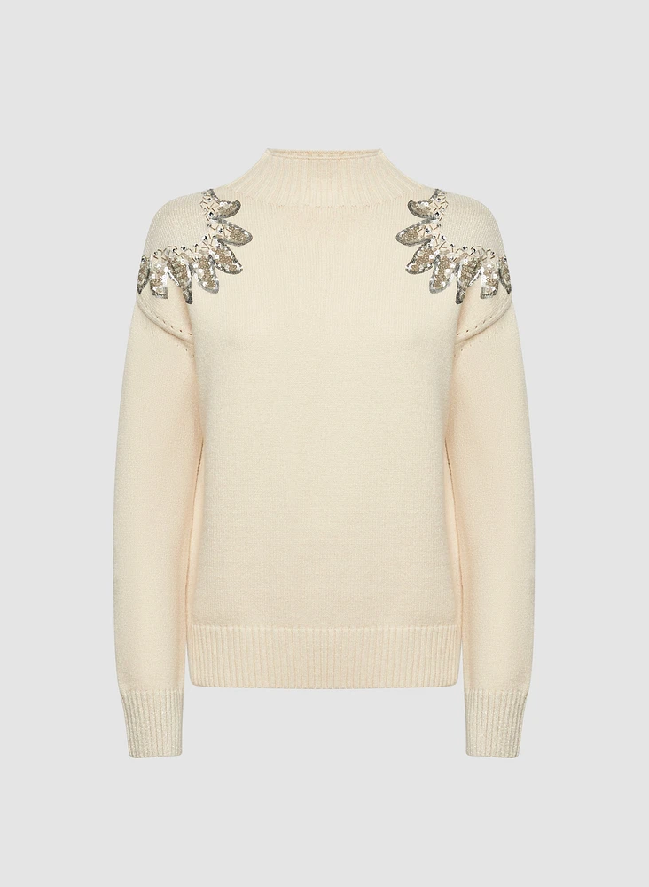 Sequin Motif Sweater