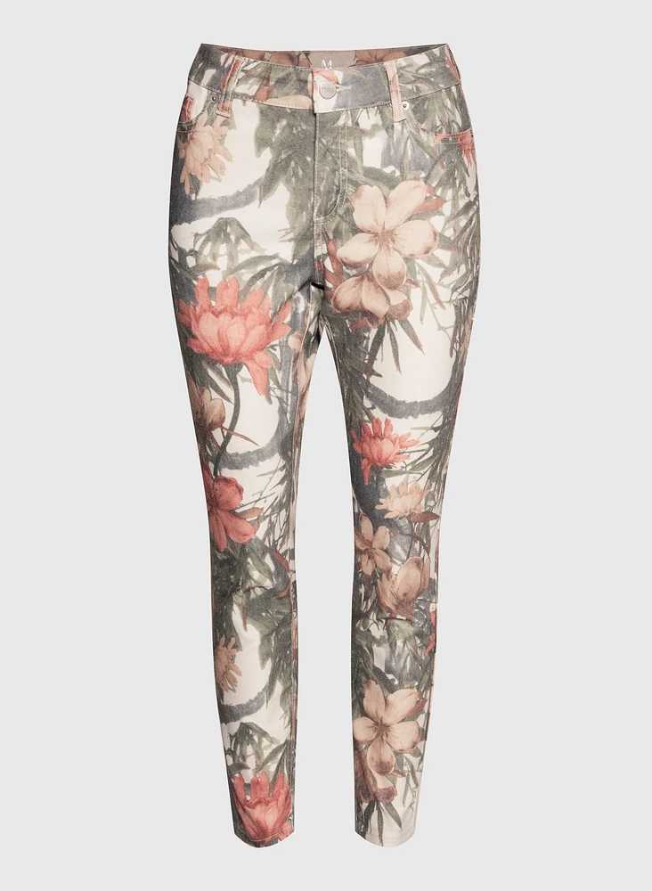 Floral Print Slim Leg Jeans