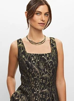 Leaf Print Jacquard Dress