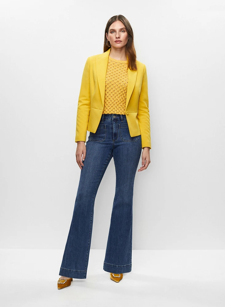 Blazer court et pull à crêtes