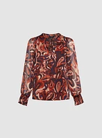 Floral Paisley Print Chiffon Top