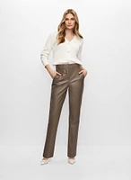 Cardigan à boutons bijoux et pantalon en faux cuir