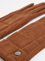 Quilted Faux Suede Gloves