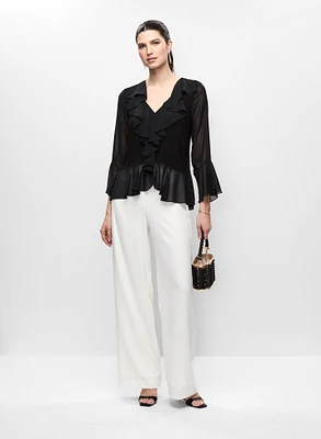 Haut avec volants en chiffon et pantalon large