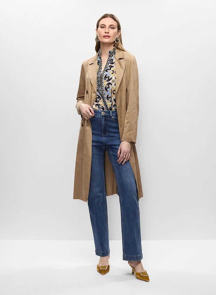 Manteau trench et haut motif cachemire