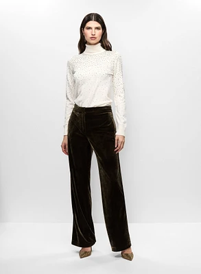 Pull col roulé et pantalon en velours