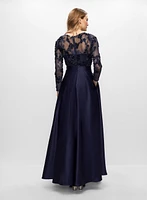 Floral Mesh & Satin Gown
