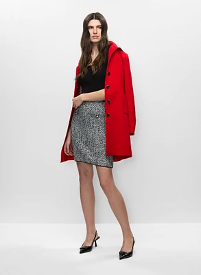 Trench mi-long et jupe en tissu bouclé