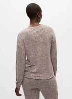 Tie Front Melange Knit Top