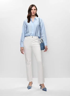 Blouse à effet froissé et pantalon taille haute à jambe droite
