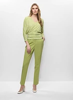 Haut à ourlet bordé et pantalon à jambe étroite