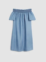 Robe droite en tencel à encolure bateau