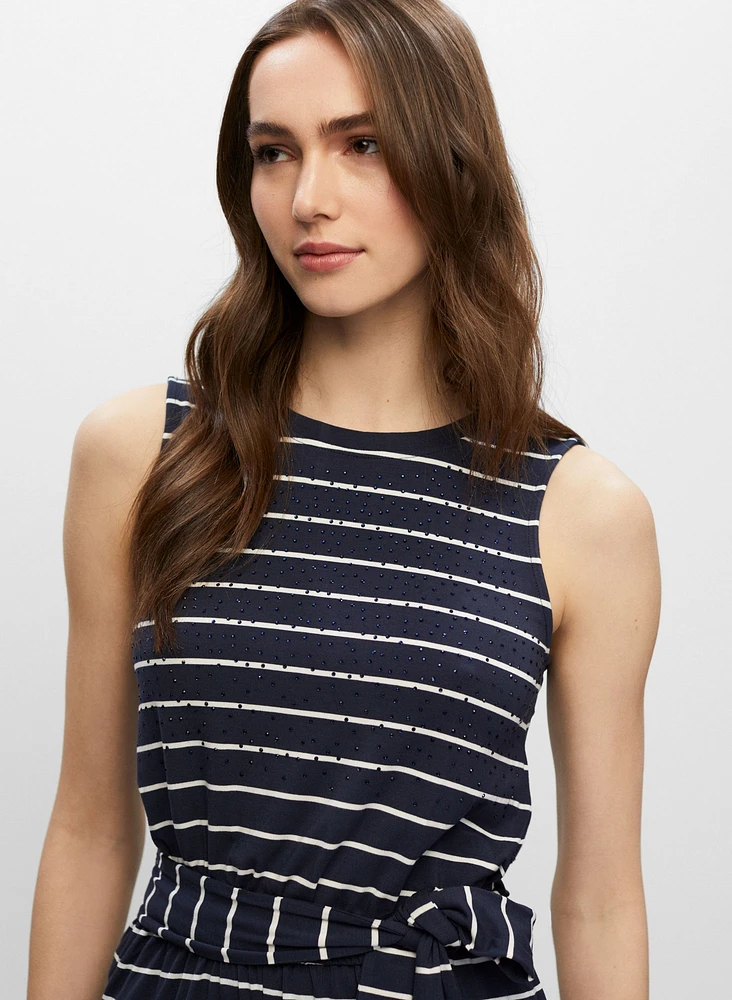 Striped Rhinestone Detail Romper