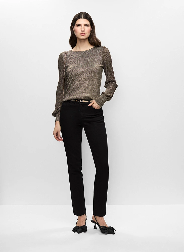 Pull en lurex et jean droit