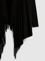Cardigan à franges et ourlet asymétrique