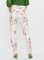 Floral Motif Slim Leg Jeans