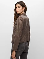Vex - Zip Detail Faux Suede Jacket
