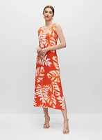 Robe en jersey à motif feuilles de palmier