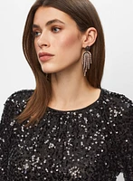 Sequin Detail Crew Neck Top