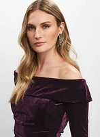 Stretch Velvet Off-the-Shoulder Dress