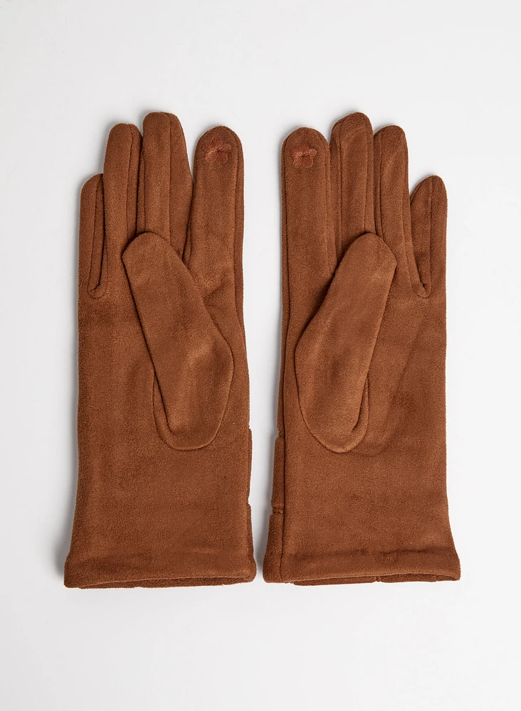 Quilted Faux Suede Gloves