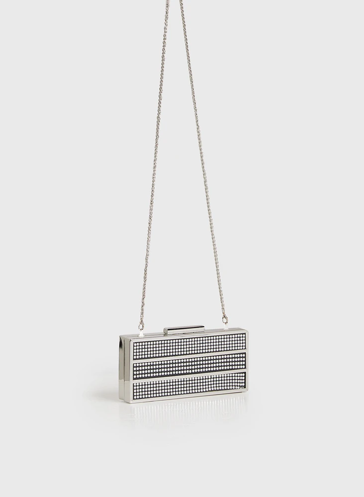 Pochette rectangulaire à cristaux