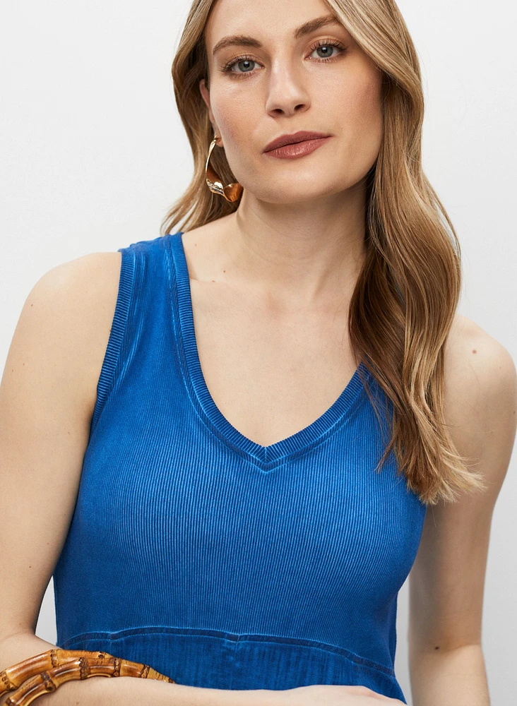 Robe en coton à détails côtelés et brodés