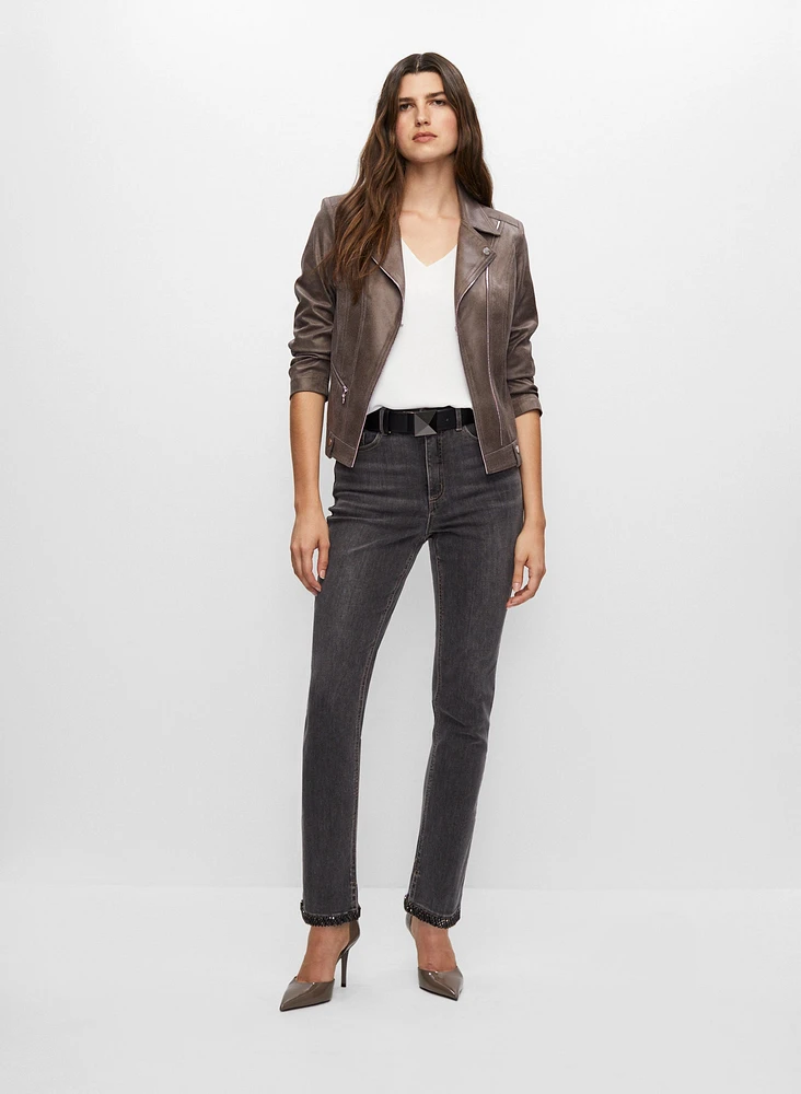 Vex - Zip Detail Faux Suede Jacket